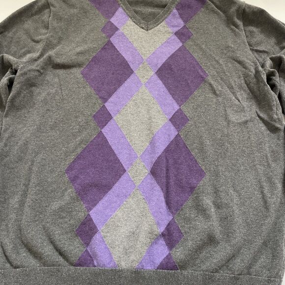 Claiborne Argyle Sweater Mens XXL Grandpa Academia V-Neck - Picture 2 of 8